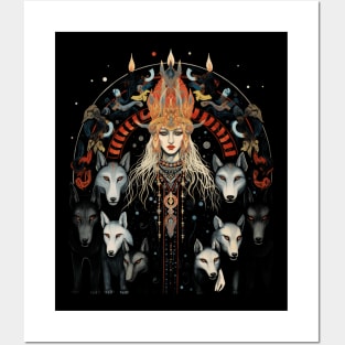 Freyja & Her Her Wolves Norse Goddess Posters and Art